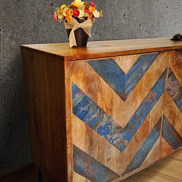 Mid-Century Modern 1990s Kaselstone One Unique 3 Door Credenza For Sale - Image 3 of 3