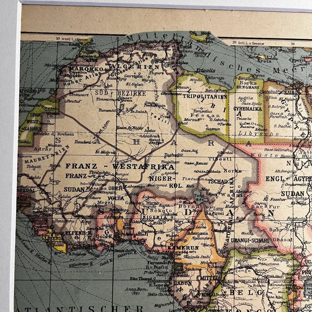 Illustration 1930 German Map of Africa Matted Print For Sale - Image 3 of 6