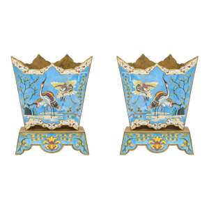 Pair of Antique Chinese Cloisonne Jardenieres
