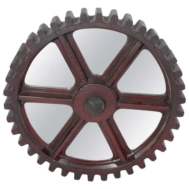 Late 19th Century Late 19th Century Antique Industrial Cog Mirror For Sale - Image 5 of 5