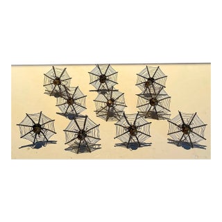 Early 20th Century Sterling Spiderweb Place Card Holders- Set of 10 For Sale