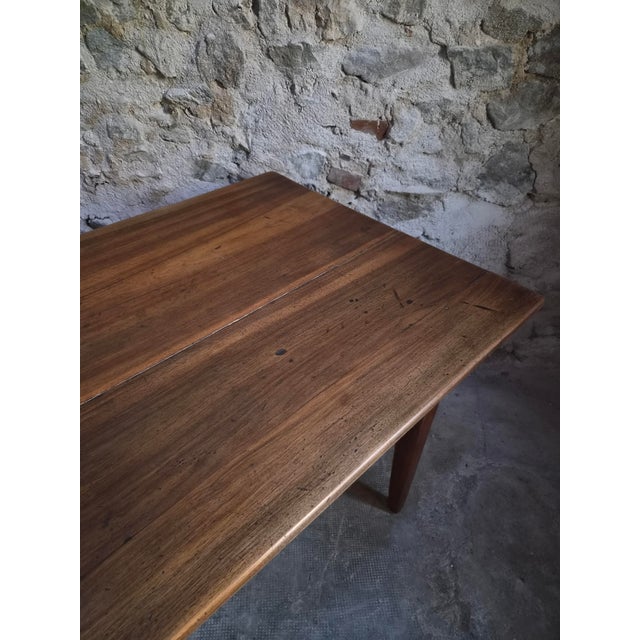 Brown Antique French Walnut Farmhouse Dining Table with Drawer, 1900s For Sale - Image 8 of 18