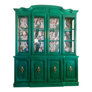 Green Painted China Hutch For Sale