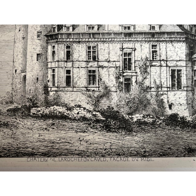 Antique French Etching of Château De Rochecotte. 1870 by E. Sadaux. For Sale In New York - Image 6 of 7