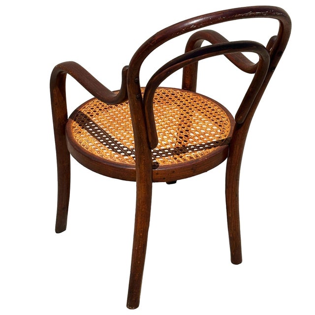 Wood Vienna Secession Bent Oak & Cane Children's Chair No. 14 Attributed to Thonet For Sale - Image 7 of 11
