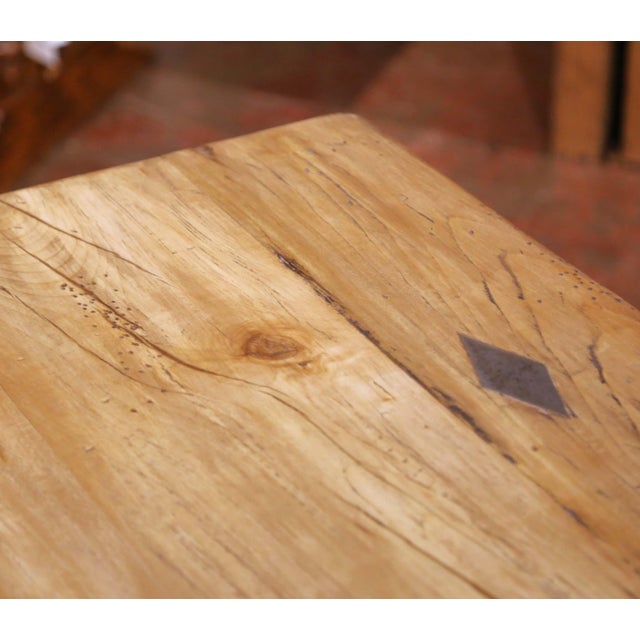 Wood 19th Century French Louis XIII Provincial Bleached Oak Refectory Trestle Table For Sale - Image 7 of 8