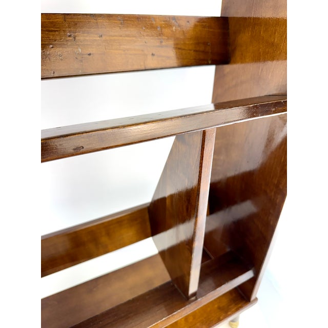 Brown Vintage Mid-Century Modern Wood Bookcase With Brass-Capped Feet For Sale - Image 8 of 12