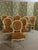 Set of eight Louis XVI style chairs in painted wood, upholstered in rust-colored velvet. DIMENSIONS: 0.48m wide, 0.43m...