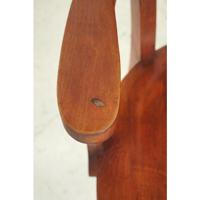 Mid 20th Century Vintage Slat Back Wooden Bankers Chairs- Set of 3 For Sale - Image 10 of 12