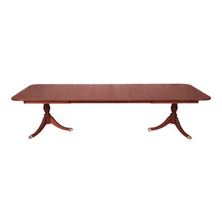 Kindel Furniture Georgian Mahogany Double Pedestal Extension Dining Table, Newly Refinished For Sale