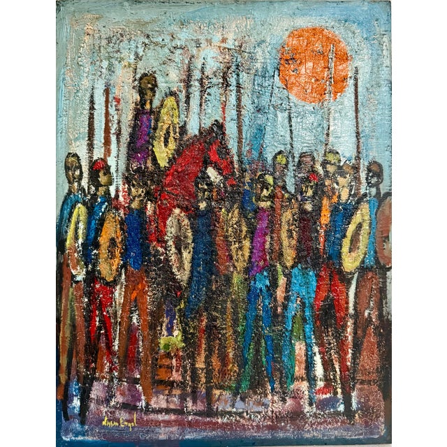 Mid 20th Century Nissan Engel, Mod French Oil Painting Semi Abstract Colorful Composition Israeli Nissan Engel, c.1950's-1960's For Sale - Image 5 of 11