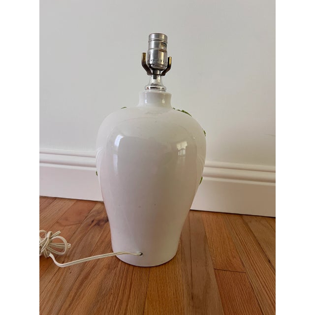 Vintage Ceramic Lamp With Applied Green Floral Motif For Sale In Dallas - Image 6 of 6