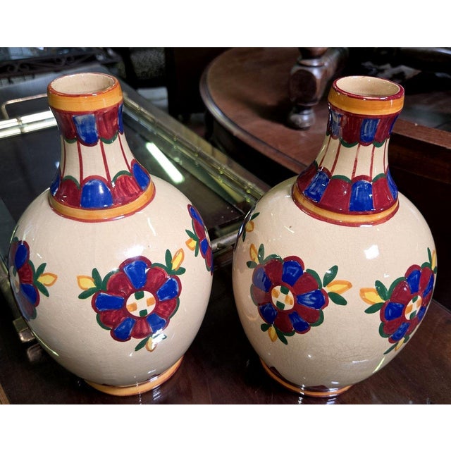 Art Deco Vases by Henri Delcourt for Desvres, 1930s, Set of 2 For Sale - Image 4 of 8
