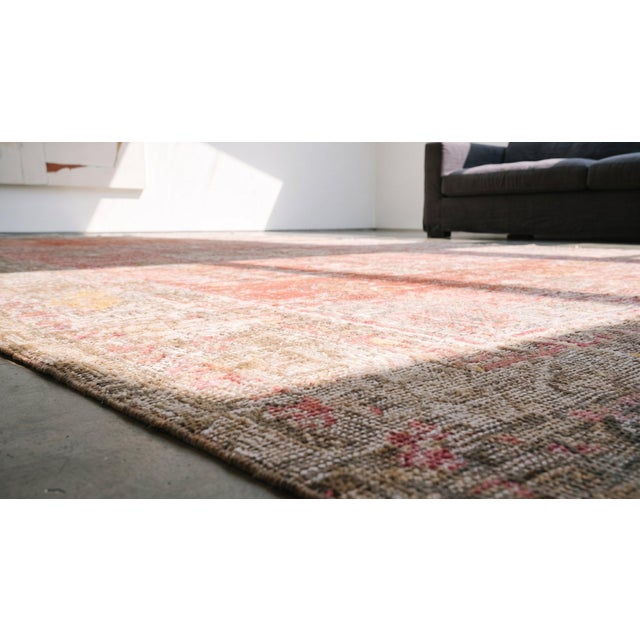 1920s Salmon Medallion Modern Antique Chinese Khotan Hand Knotted Rug 5'7" X 12'3" Wool Carpet For Sale - Image 9 of 9