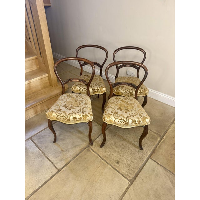 Brown Antique Victorian Rosewood Dining Chairs, 1860, Set of 4 For Sale - Image 8 of 9