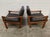 A pair of teak armchairs by Illum Wikkelsø for Niels Eilersen in good used condition. Very nice curved armrests. Covered...