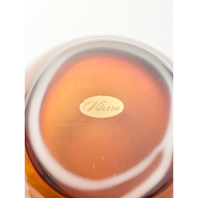 Viterra Gallery Collection Ombré Amber Smokey Gray Barrel Shaped Art Glass Vase For Sale - Image 10 of 10