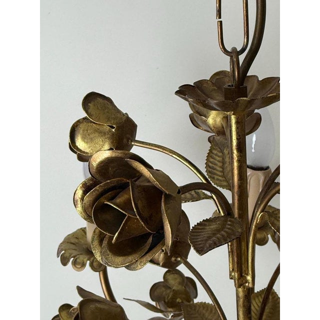Gold Hollywood Regency Gilded Chandelier with Roses from Honsel, 1980s For Sale - Image 8 of 11