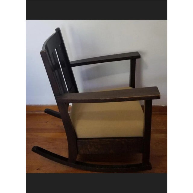 Wood Late 19th Century Antique Mission Style Rocking Chair With Cushion For Sale - Image 7 of 8