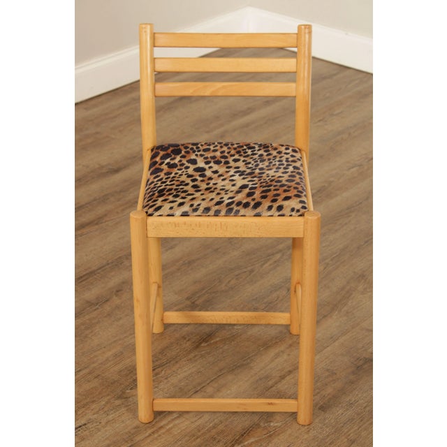 1980s Italian Modern Cheetah Print Upholstered Low Counter Height Bar