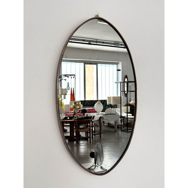 Italian Mid-Century Wall Mirror with Brass Frame and Glass, 1970s For Sale - Image 10 of 18