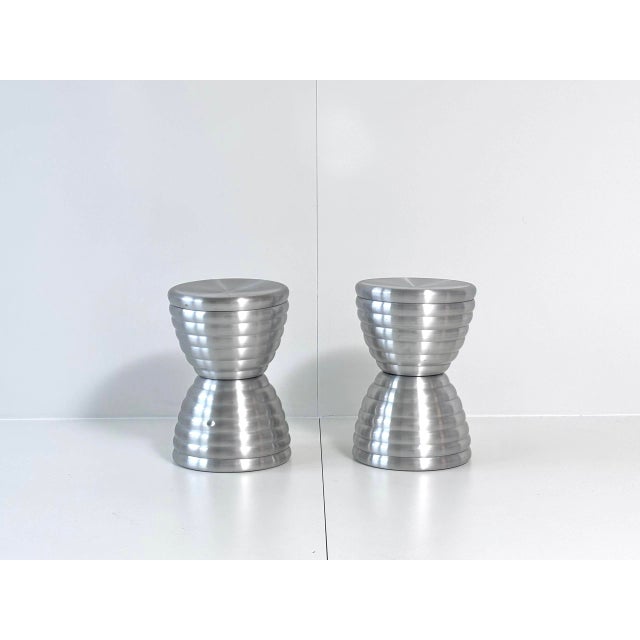 Vintage Space Age Aluminum Stool with Storage Space, 1970s For Sale - Image 9 of 11