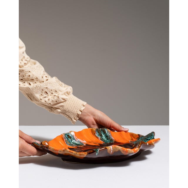 1960s France Burnt Orange Ceramic Platter For Sale - Image 15 of 15