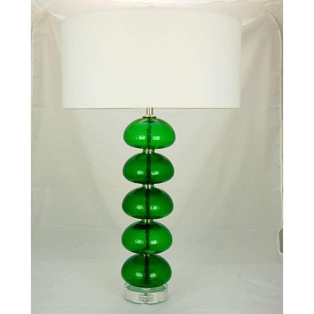 Mid-Century Modern Vintage Green Murano Glass Lamps For Sale - Image 3 of 9