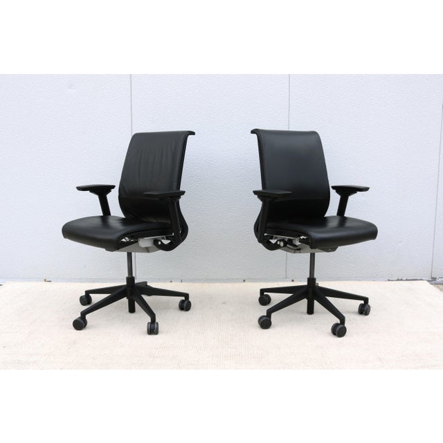 Steelcase Think Ergonomic Executive Desk Chair in Black Leather, Fully Adjustable For Sale - Image 9 of 18