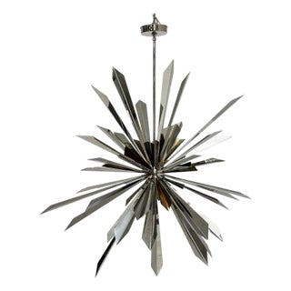 Nickel & Brass "Sunburst" Chandelier by Remains Lighting, Los Angeles Modern For Sale