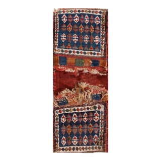 1900s Multicolor Geometric Tribal Antique Soumak 2' X9" Handknotted Wool Carpet For Sale