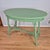 Heywood-Wakefield Early 20th Century Celery Green Painted Wicker Oval Sofa Console Table Desk Vanity For Sale - Image 4 of 11