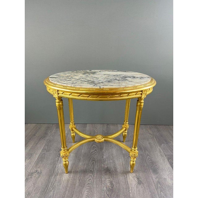 19th Century Louis XVI Giltwood Pedestal Table For Sale - Image 9 of 9