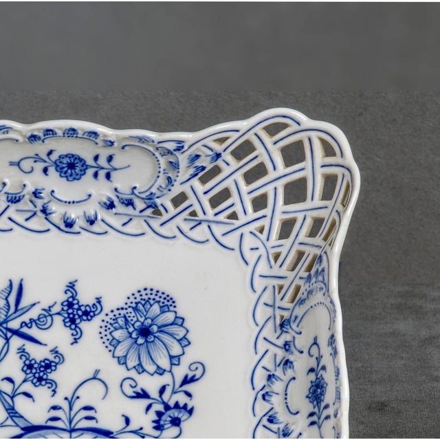 Ceramic Signed Blue Onion Plate from Meissen Porcelain For Sale - Image 7 of 12