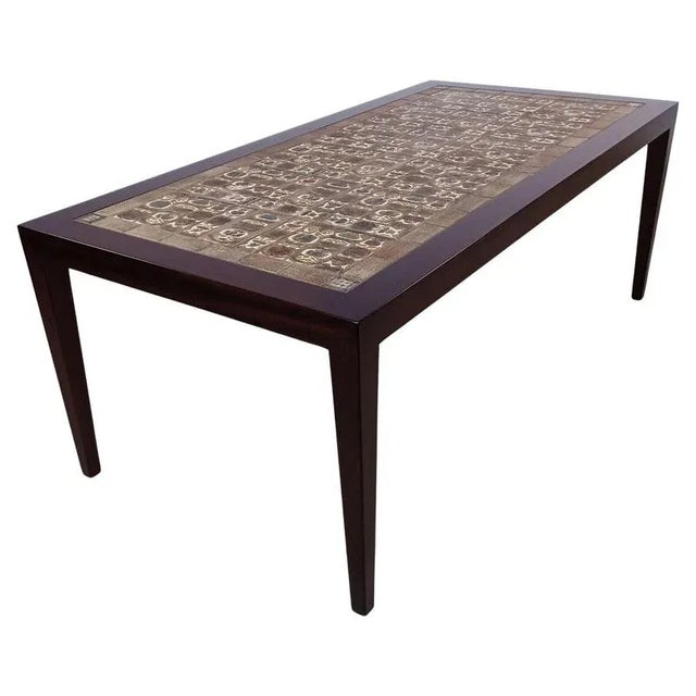 Wood Fully Restored Mahogany Coffee Table with Royal Copenhagen Tiles by Severin Hansen for Haslev Møbelsnedkeri, 1960s For Sale - Image 7 of 7