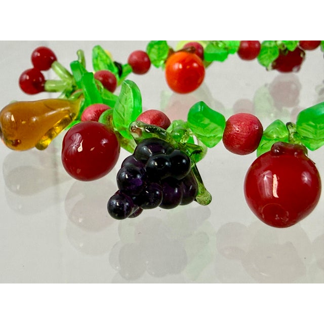 1940s Murano Blown Art Glass Tutti Frutti Lampwork Fruit Salad 28” Necklace Tiki Party For Sale - Image 5 of 9