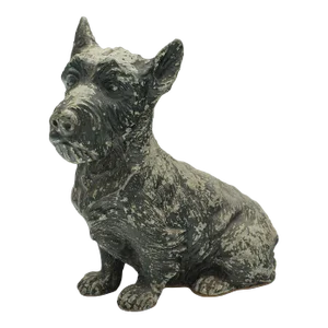 1900s Edwardian Antique Decorative Scottish Terrier Figure, British, Spelter, Dog