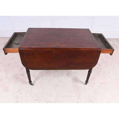 Wood Georgian Mahogany Pembroke Table with Drawer and Drop Leaves, 1810 For Sale - Image 7 of 10