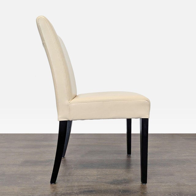 Crate & Barrel Set of Six Crate & Barrel Lowe Ivory Leather Dining Chairs For Sale - Image 4 of 13