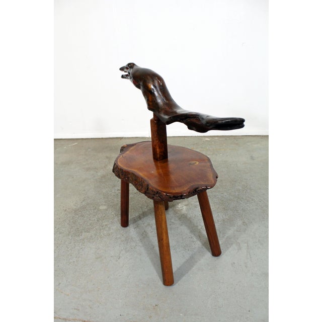 Mid-Century Modern Mid-Century Nakashima-Style Carved Live Edge Slab Whale Wood Sculpture For Sale - Image 3 of 13