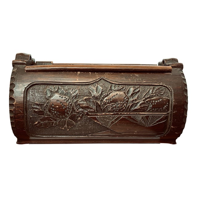 Antique Chinese Carved Bamboo Water Carrier For Sale