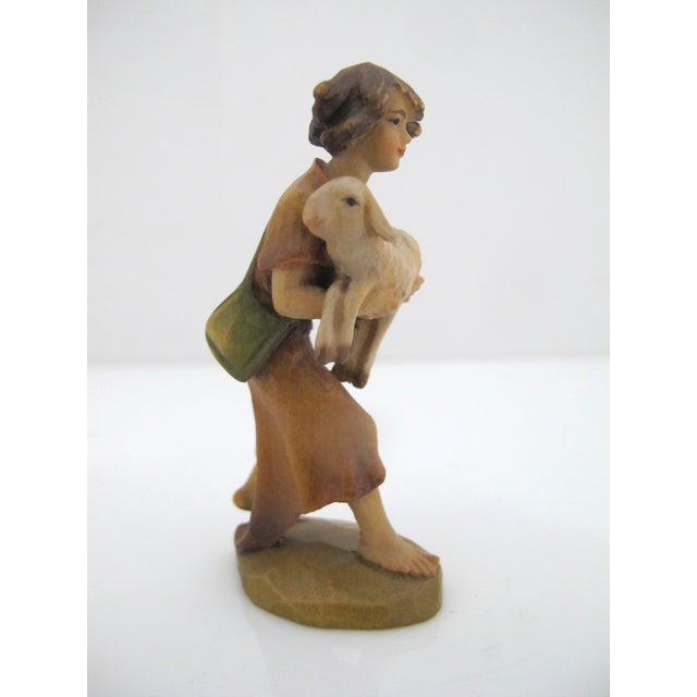 ANRI Anri Italy Ulrich Bernardi Shepherd Boy With Lamb Christmas Nativity Figurine For Sale - Image 4 of 7