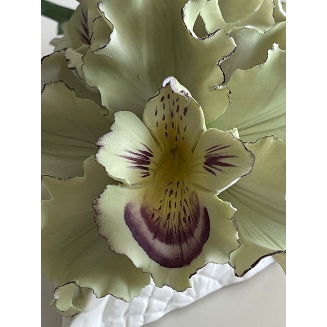 Early 21st Century Vintage Capodimonte Orchids on Porcelain Log For Sale - Image 5 of 13