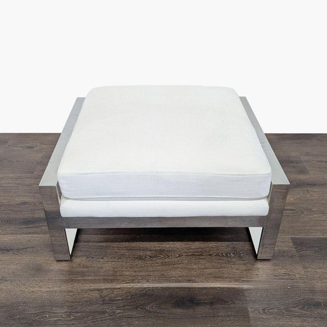 White Restoration Hardware Modern Lounge Chair With Ottoman For Sale - Image 8 of 11