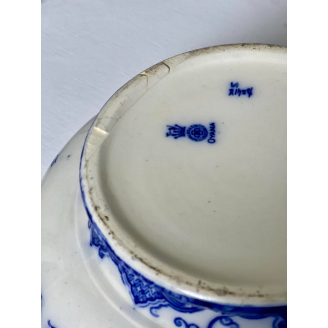 Early 20th Century Royal Doulton 'Oyama' Pattern Flow Blue and White Porcelain Jardiniere For Sale - Image 11 of 11