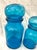 Art Deco Vintage Pair of Belgium Blue Apothecary Bottles For Sale - Image 3 of 8