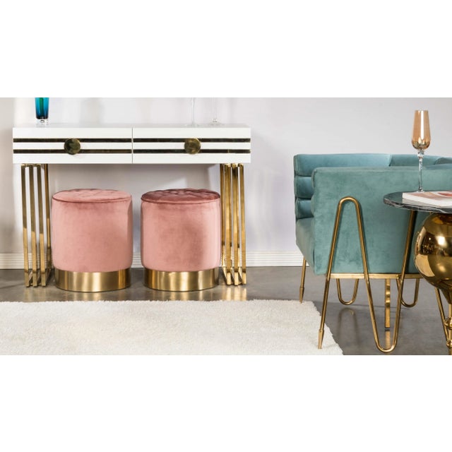 Showroom Sample Alexa Gold Barrel Chair in Green and Gold For Sale - Image 4 of 7