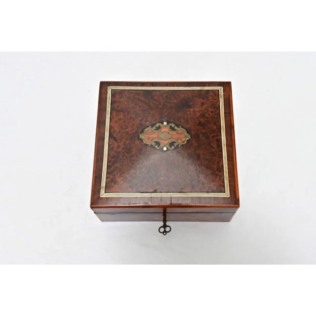 19th Century English 19th Century Square Inlaid Jewelry Box For Sale - Image 5 of 8
