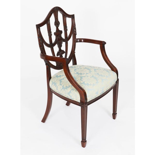 Antique Federal Revival Shield Back Armchairs, 1920s, Set of 2 For Sale - Image 3 of 14