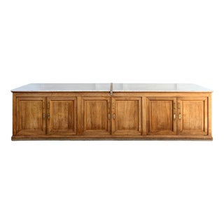 Double-Sided Pharmacy Counter in Marble and Chestnut Wood, 1900 For Sale